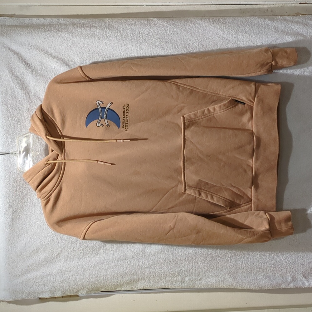 Scotch & Soda Camel Hoodie with Navy Detail Size Small